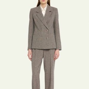 16542 Brown Double-Breasted Check Jacket